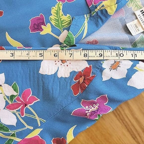 Vtg blue floral short sleeve button-down shirt - Picture 11 of 15